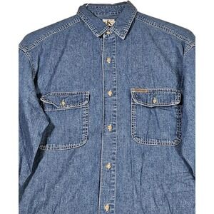 Vintage Calvin Klein Womens Large Denim Button Down Shirt  100% Cotton Western